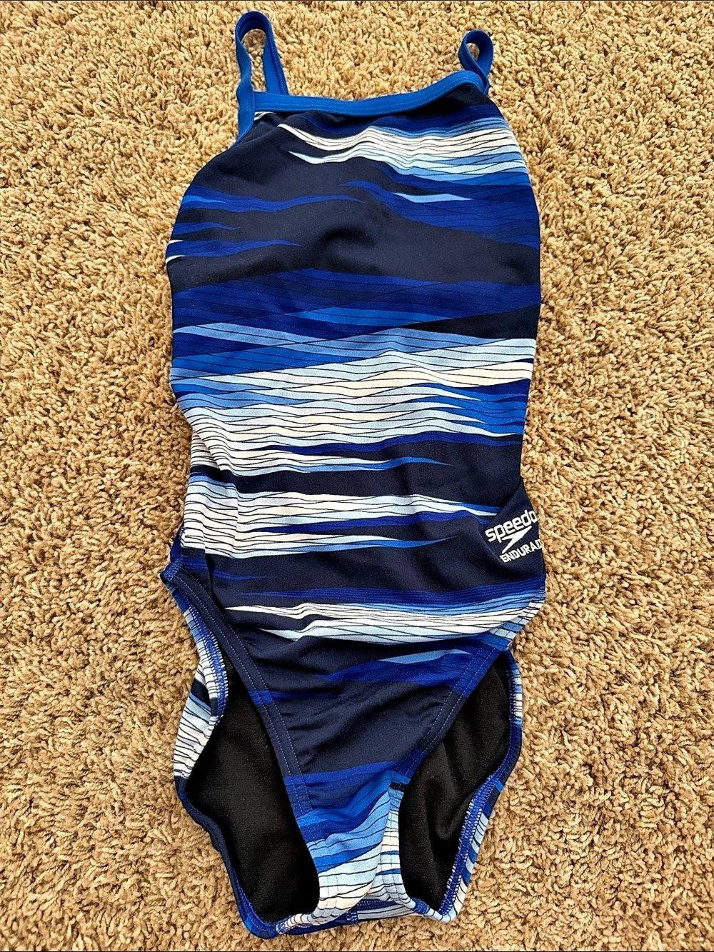 Speedo Endurance+ + Abstract One-Piece Swimsuit in Blue Size 26